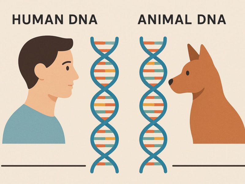 The differences between human and animal DNA.