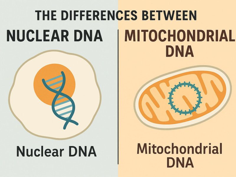 The differences between nuclear and mitochondrial DNA.