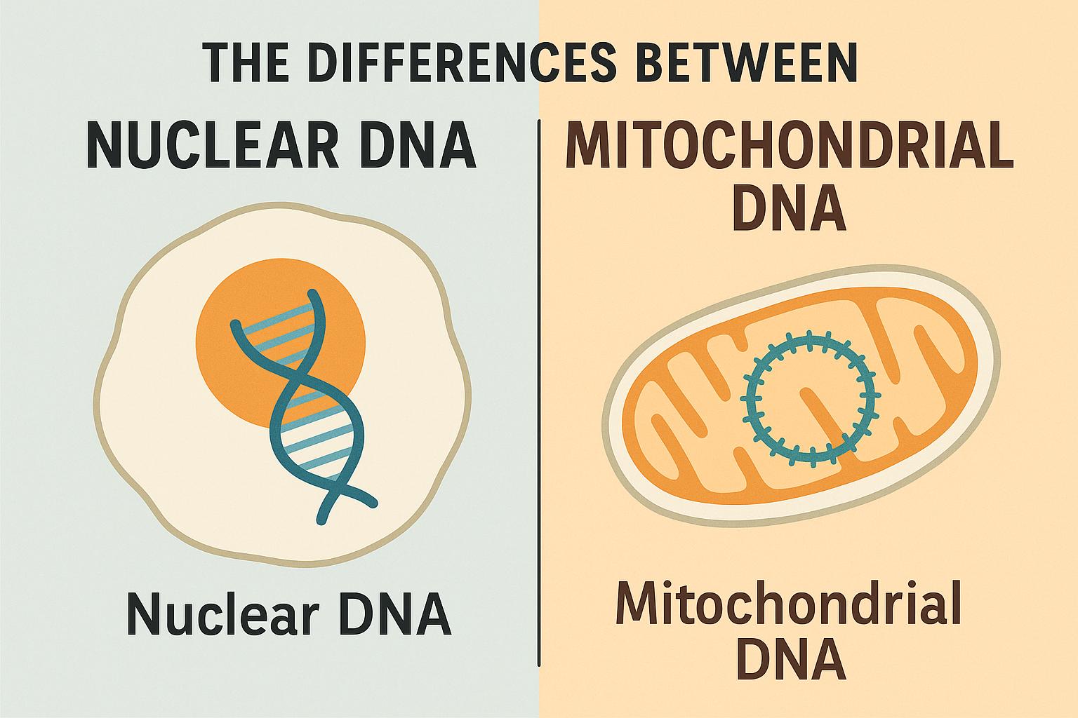 The differences between nuclear and mitochondrial DNA.