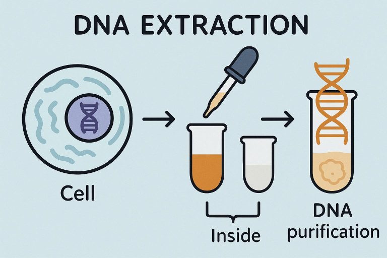 The process of DNA extraction from cells.