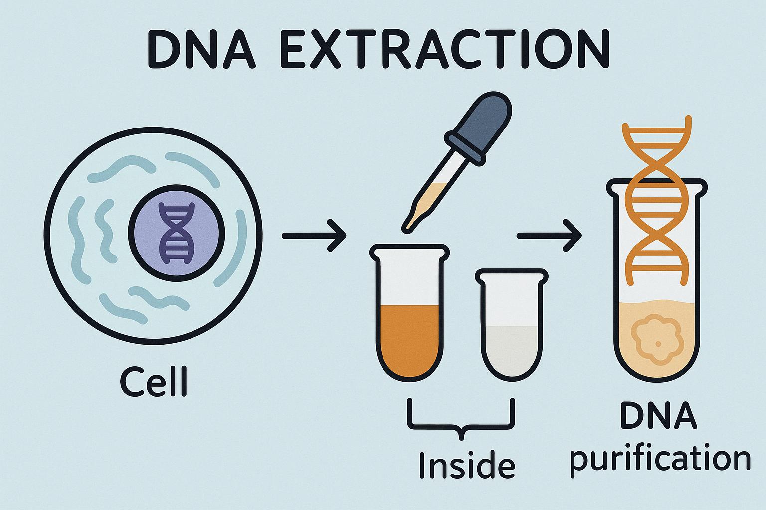 The process of DNA extraction from cells.