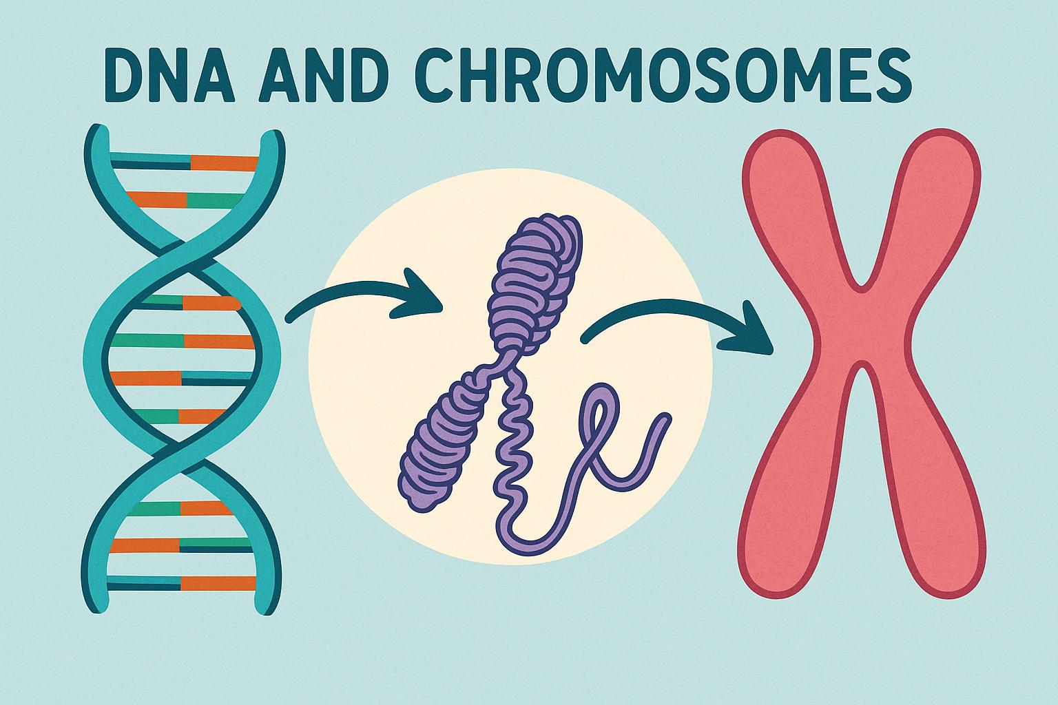 The relationship between DNA and chromosomes.